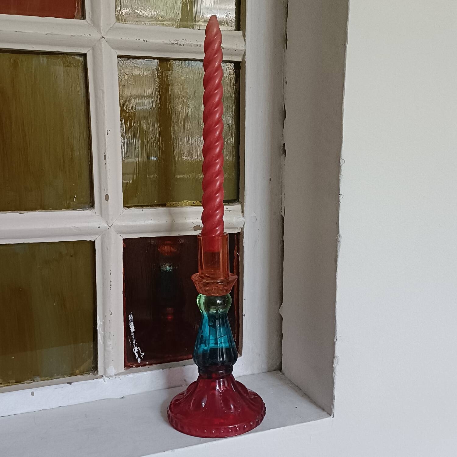 Multicoloured glass candlestick