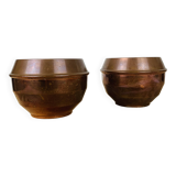 Pair of art deco pot covers in Villedieu copper