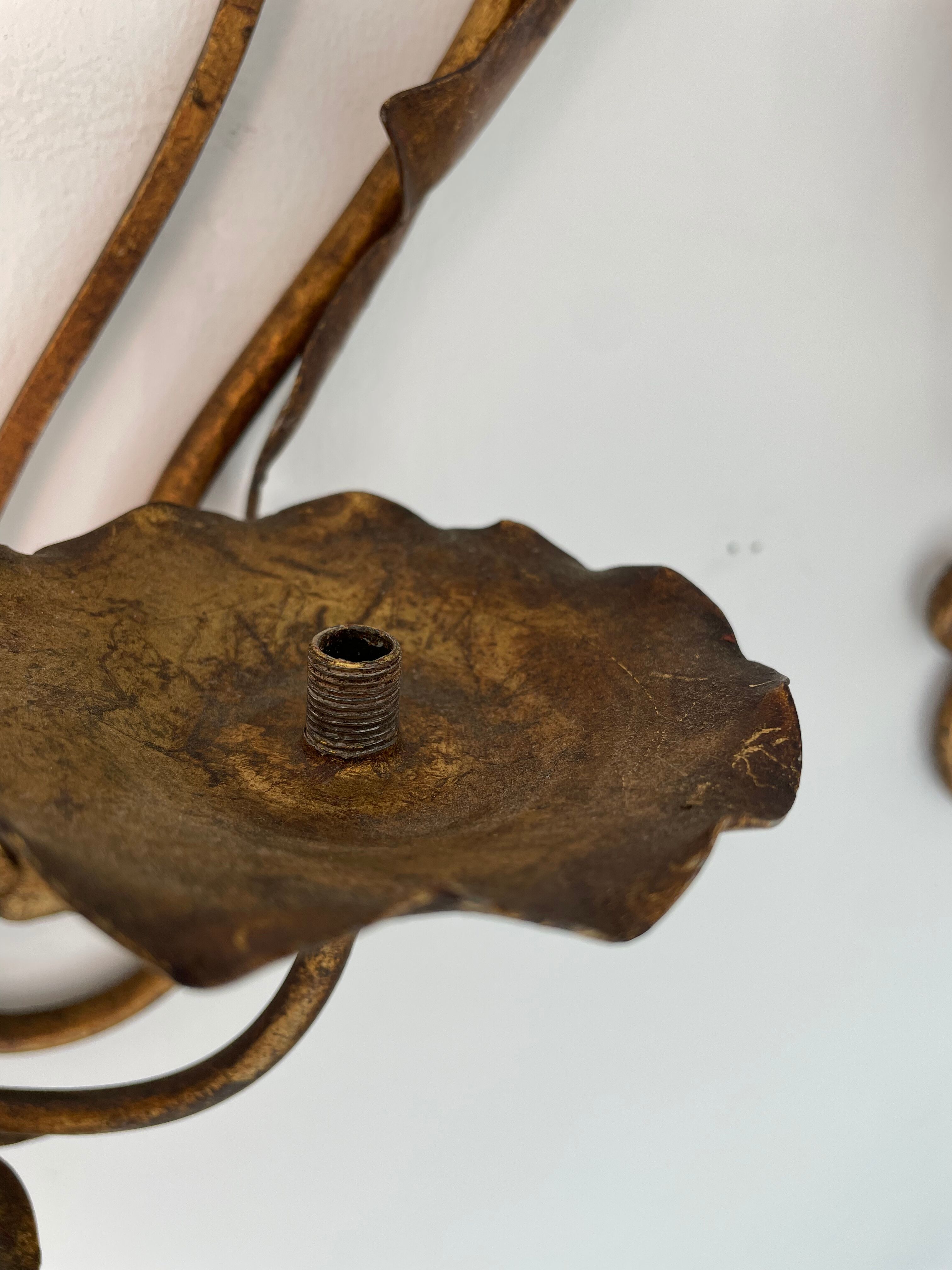 Pairs of sconces with 3 brass fires early XXth