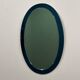 Rare pair of Italian blue oval mirrors, attributed to Cristal Arte, 1970s