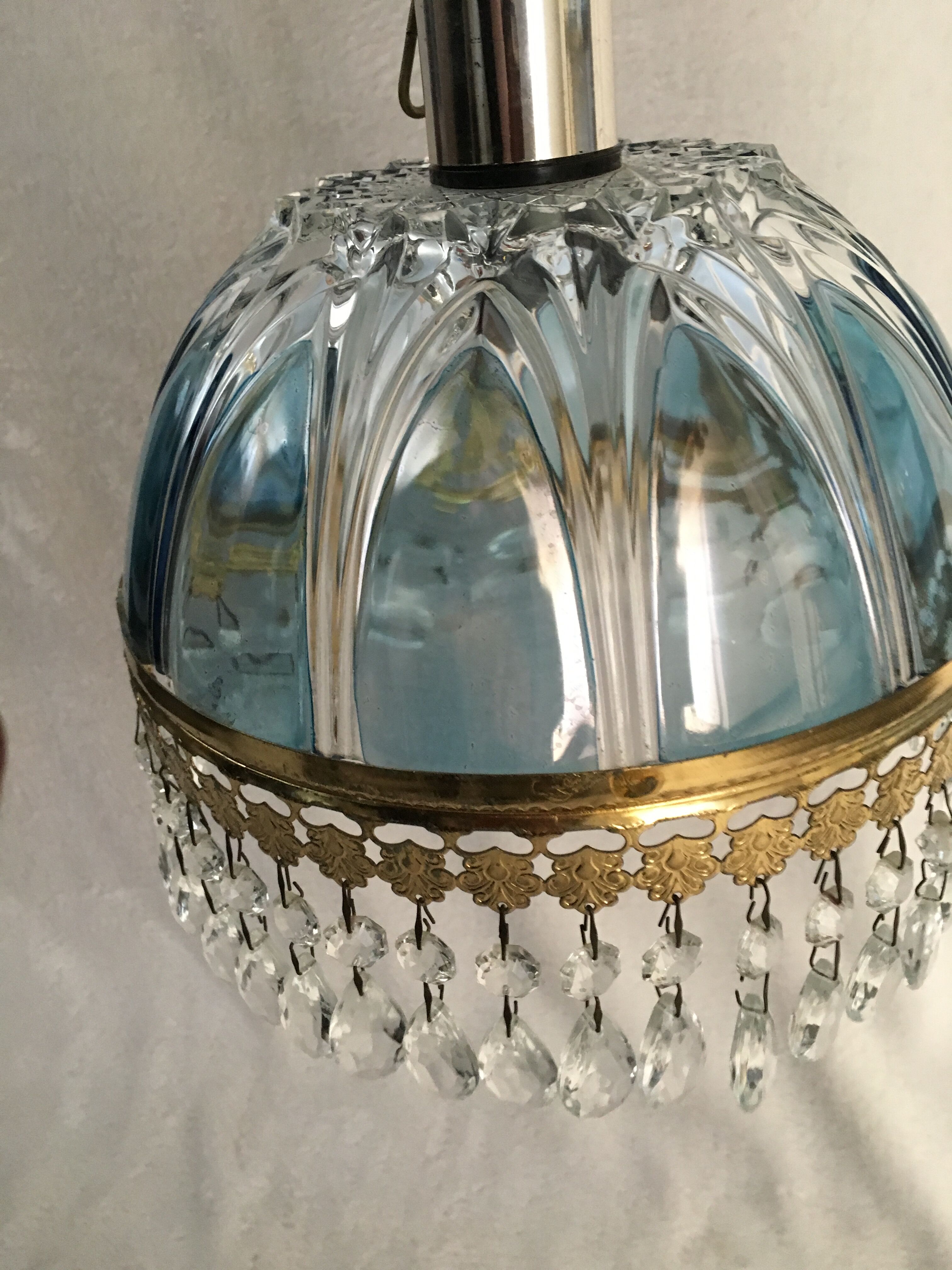 Glass chandelier Blues shabby chic has tassels