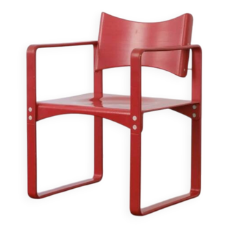 "271F" red armchair by Verner Panton / August Sommer / Thonet