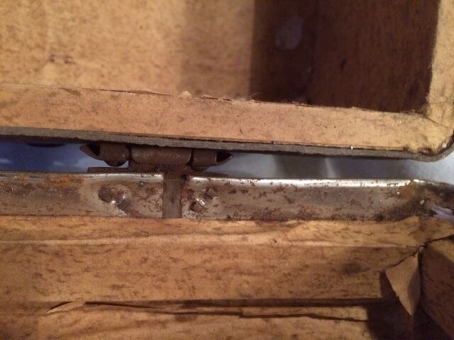 Small suitcase vintage wood and cardboard