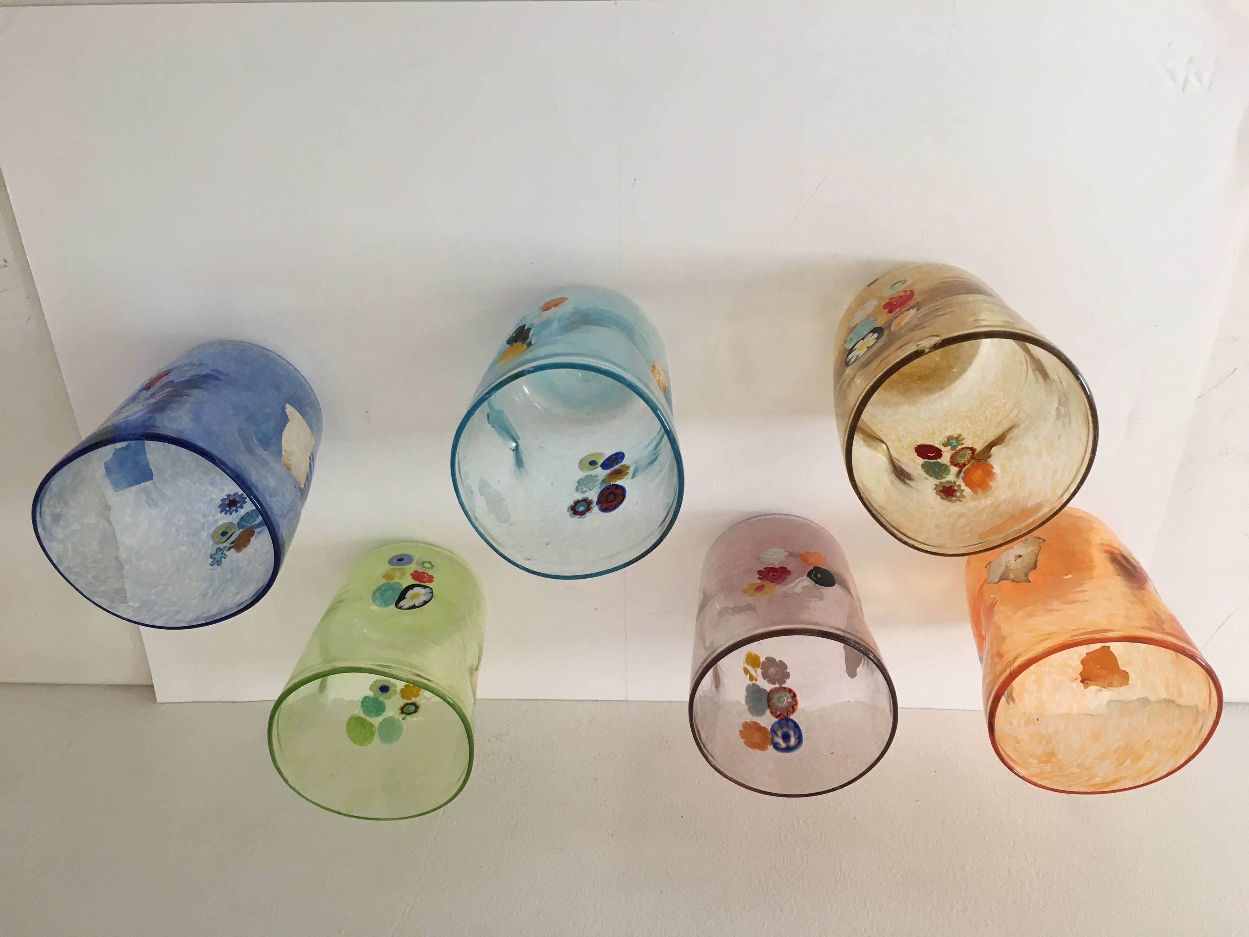 Service of 6 Murano glasses water "goto" "murrisa" in Murano glass unique piece