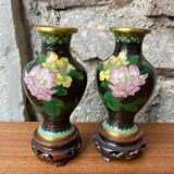Paire vases cloisonnés chinois 2ème moitié xxème
