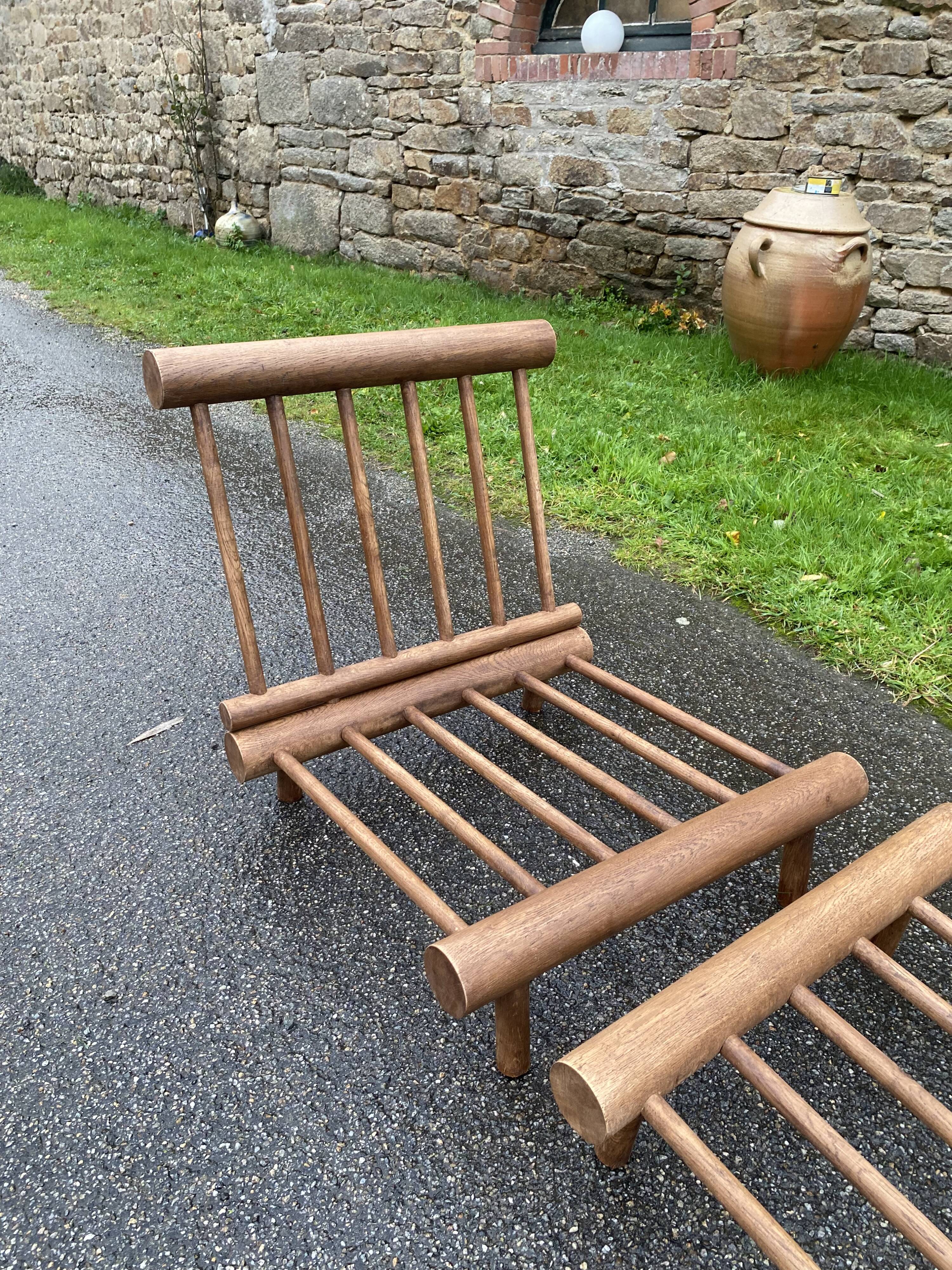 Charlotte Perriand Pair of oak lounge chairs Les Arcs 1600