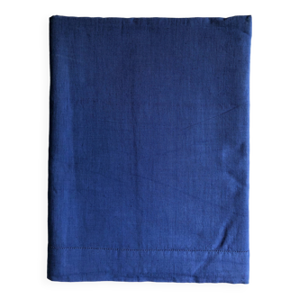 Antique linen and cotton sheet cobalt blue