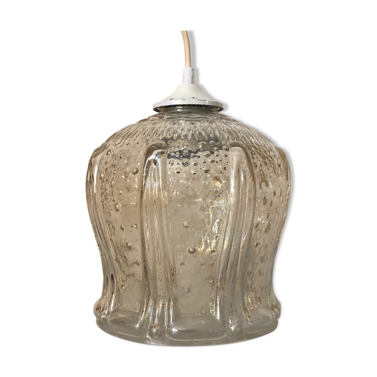 Vintage glass tulip hanging lamp