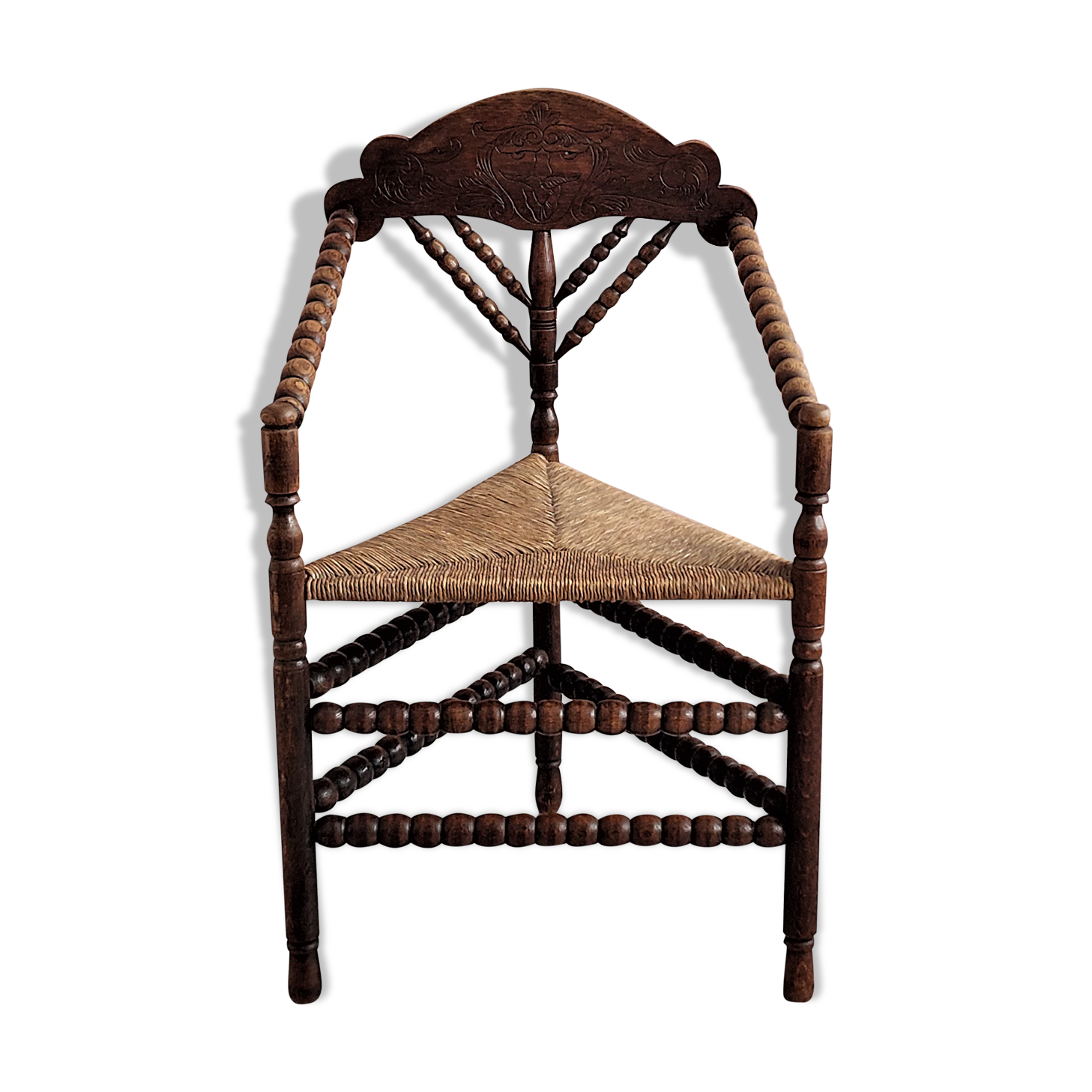 Chaise triangulaire hollandaise Bobbin Turners, années 1900.