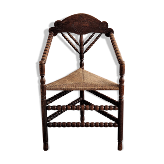 Chaise triangulaire hollandaise Bobbin Turners, années 1900.
