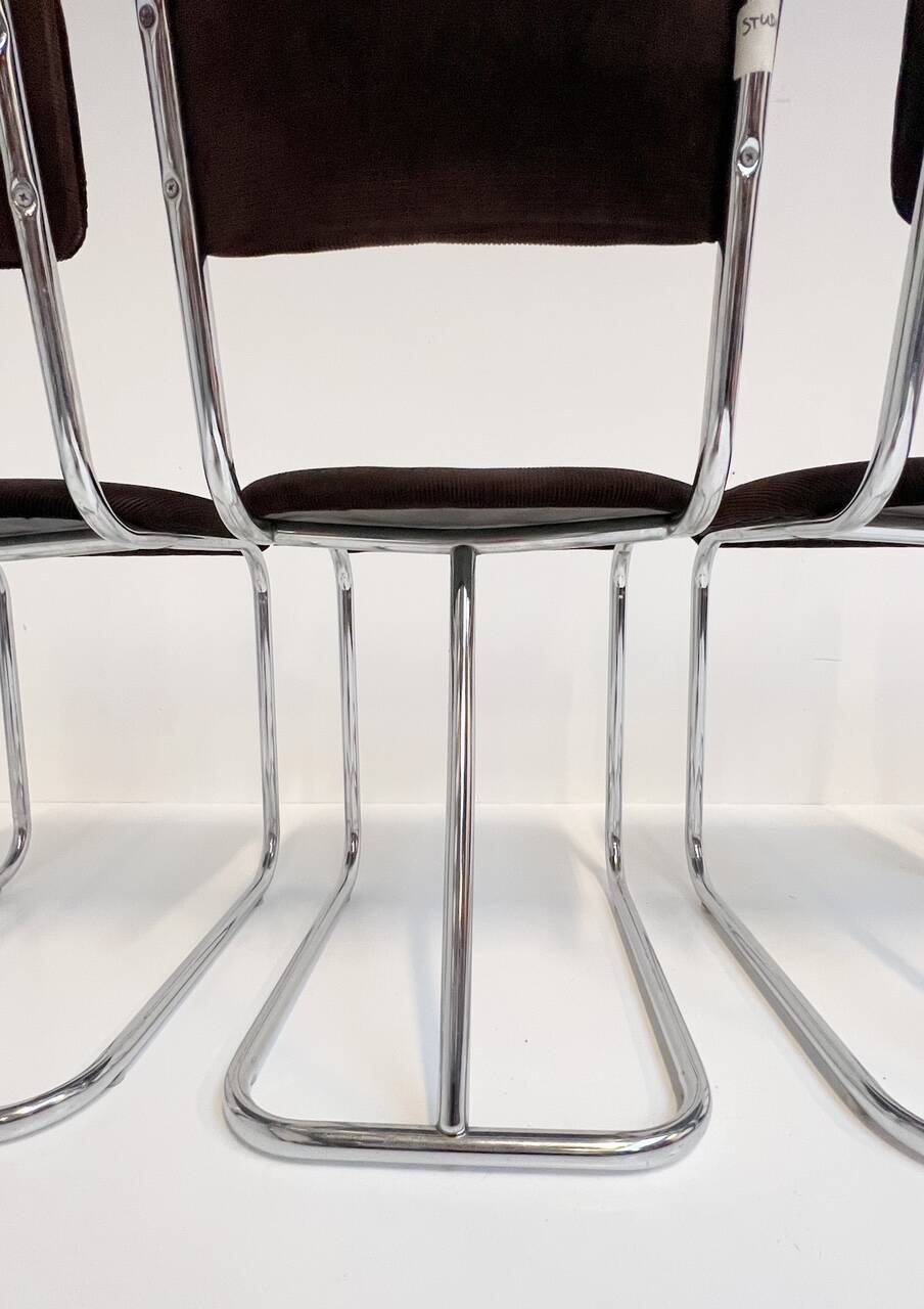 Set metal dining chairs in Gispen style (4), 1970s