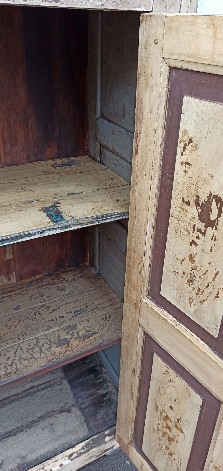 Old wooden wardrobe beige / pale yellow façade