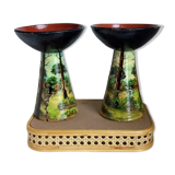 Pair of glazed Basque pottery signed G. Defly - 1950s.