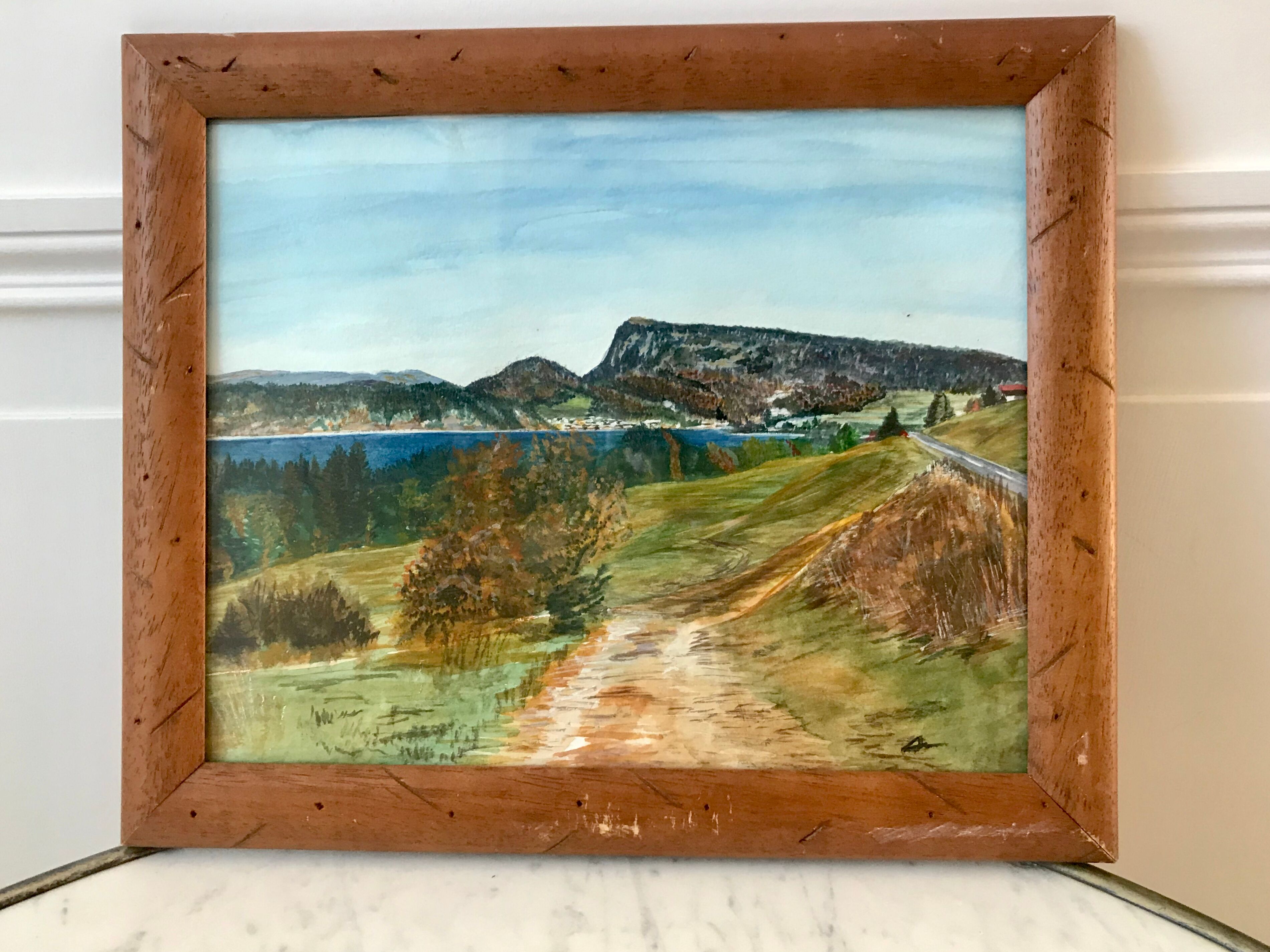 Tableau aquarelle paysage vintage