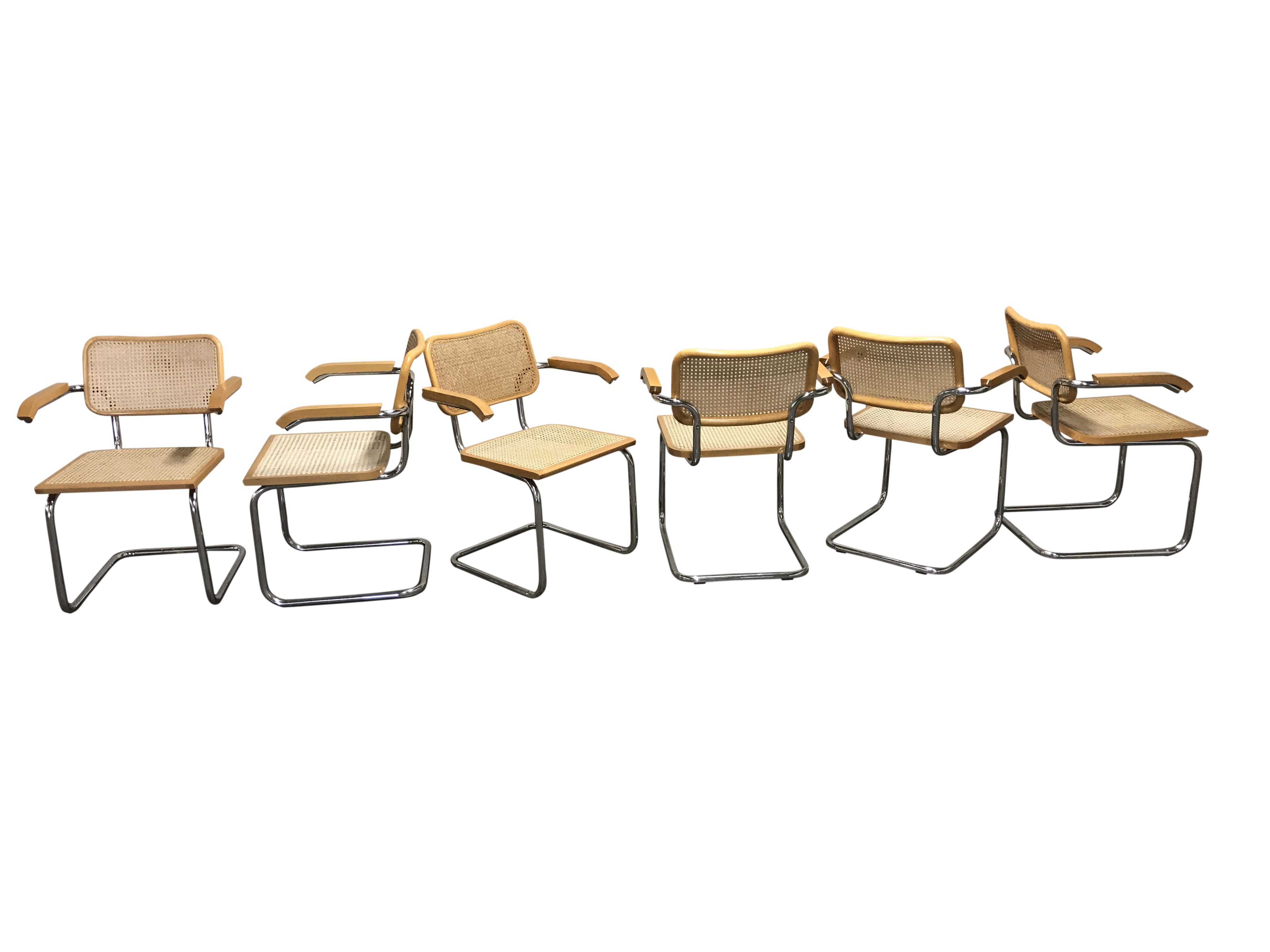 Vintage Marcel Breuer Cesca chairs, made in italy, 1970s  (set of 6)