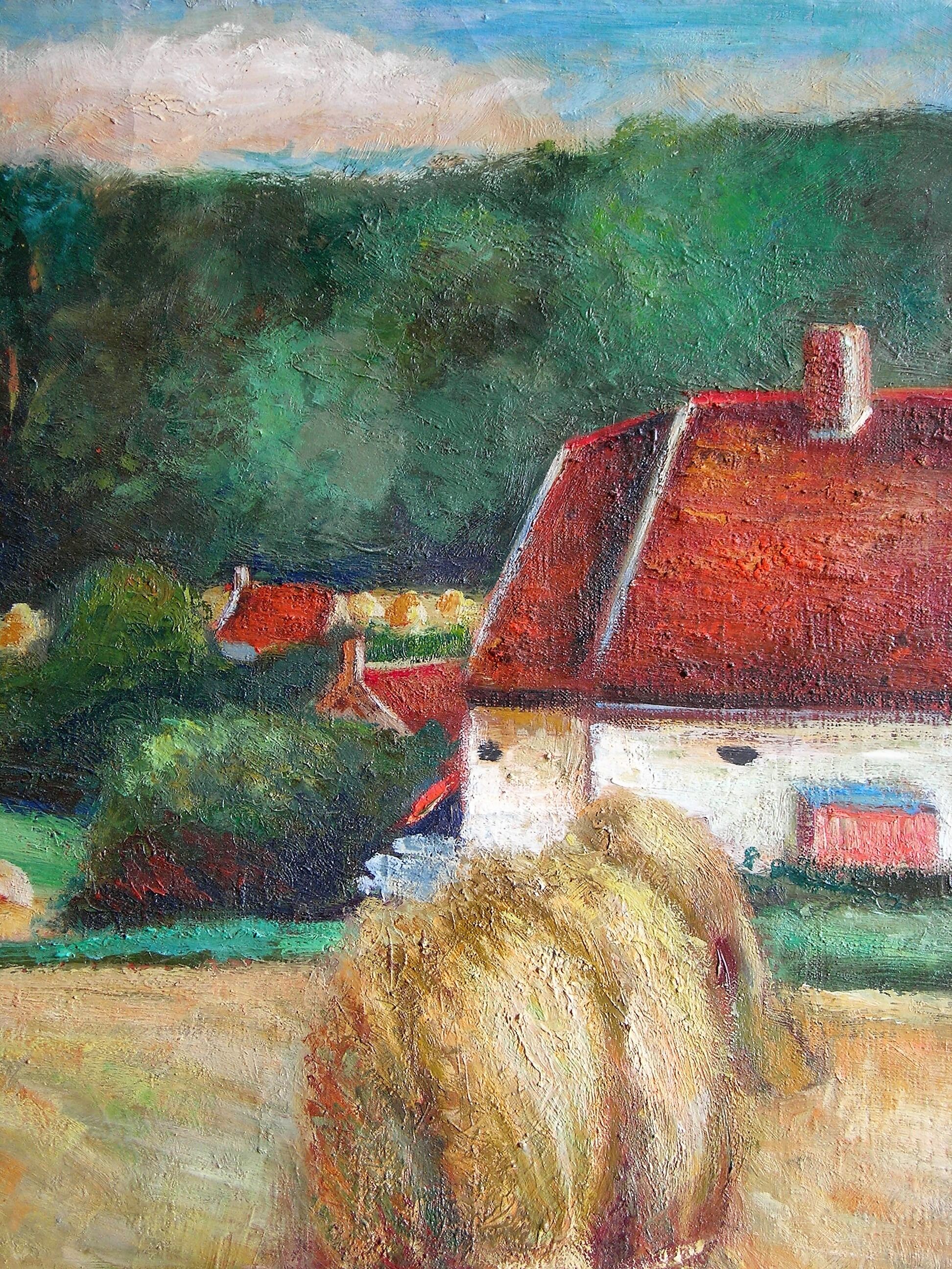 Countryside landscape at the harvest of H.Ouvrard (XXth)