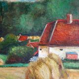 Countryside landscape at the harvest of H.Ouvrard (XXth)