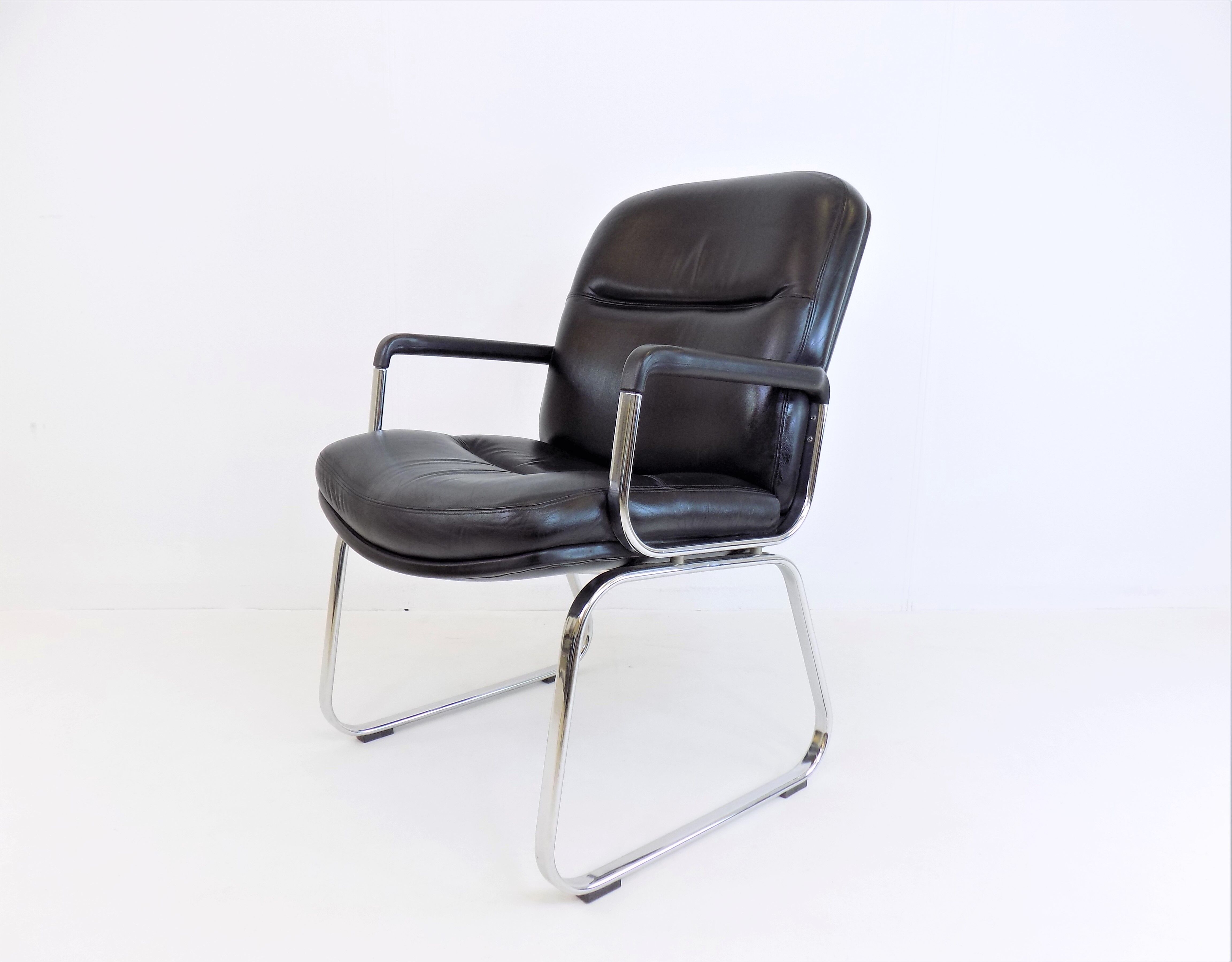 Set of 4 leather office chairs by Grahl