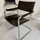 Lot 8 chaises tubulaire style MG5 Grassi en cuir noir vintage 1980