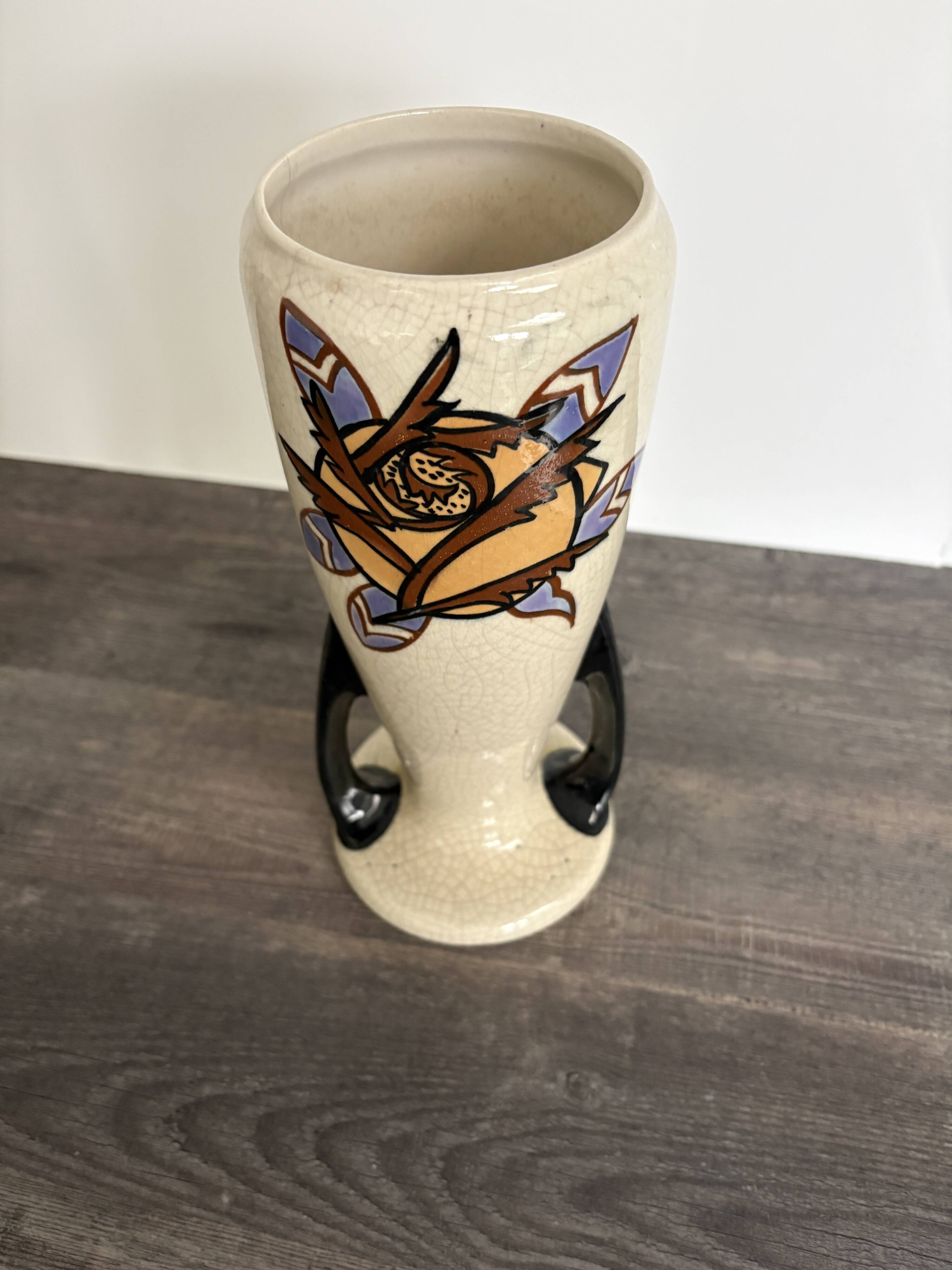 Art Deco Vase AMC Wasmuël - Crackled Ceramic