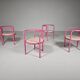 Set of 4 pink Locus Solus chairs by Gae Aulenti for Poltronova, 1960s.