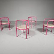 Set of 4 pink Locus Solus chairs by Gae Aulenti for Poltronova, 1960s.