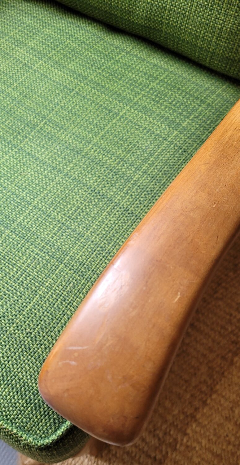 Pair of vintage armchair green fabrics