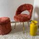 Chaise et pouf moumoute années 70