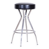 Tabouret de bar Bauhaus en chrome et cuir, années 1930