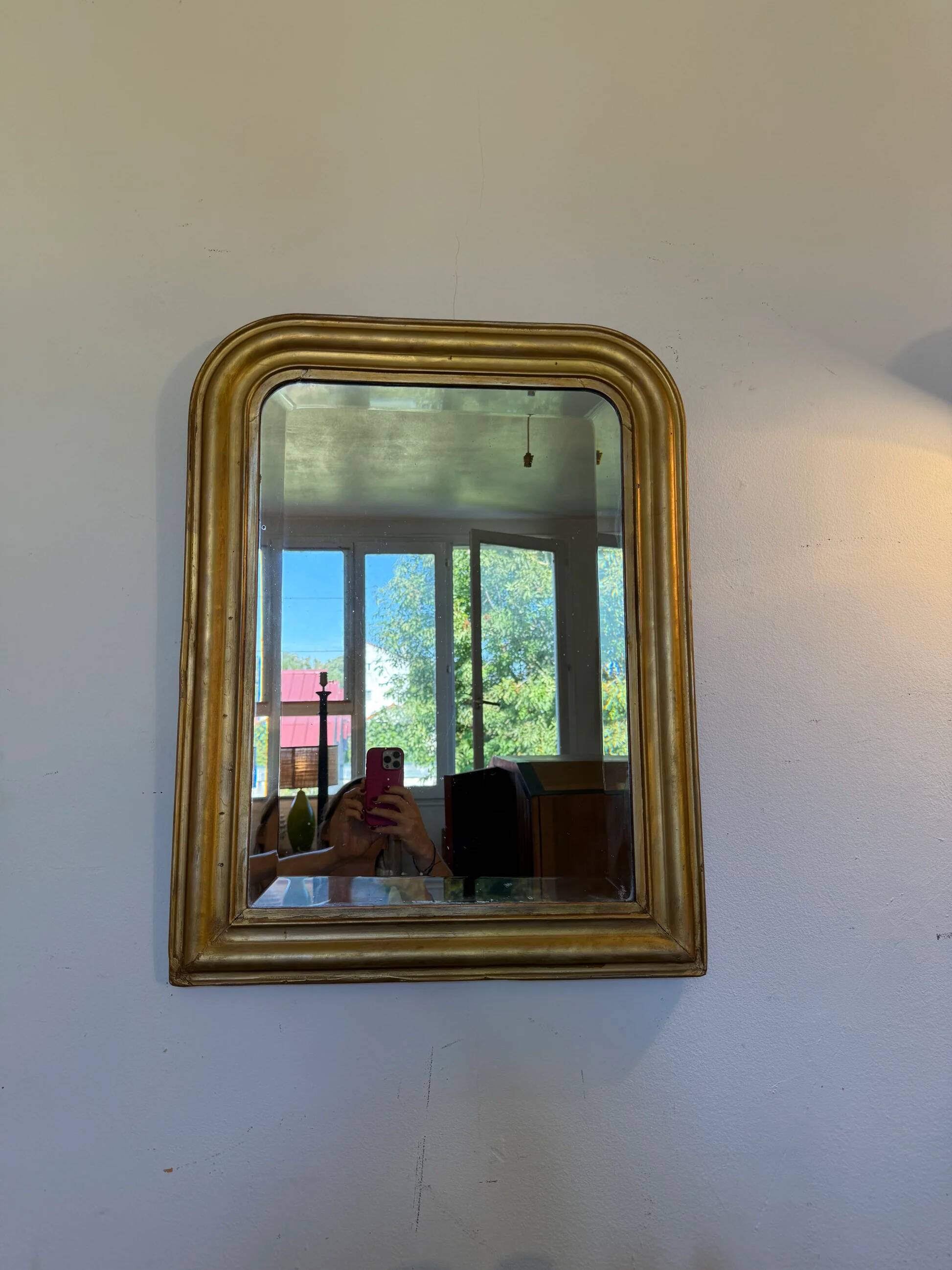 Vintage Louis Philippe mirror with antique gold beveled glass