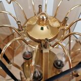 Lampe de bureau vintage en verre fumé : EGLO Leuchten, table dorée autrichienne des années 1980