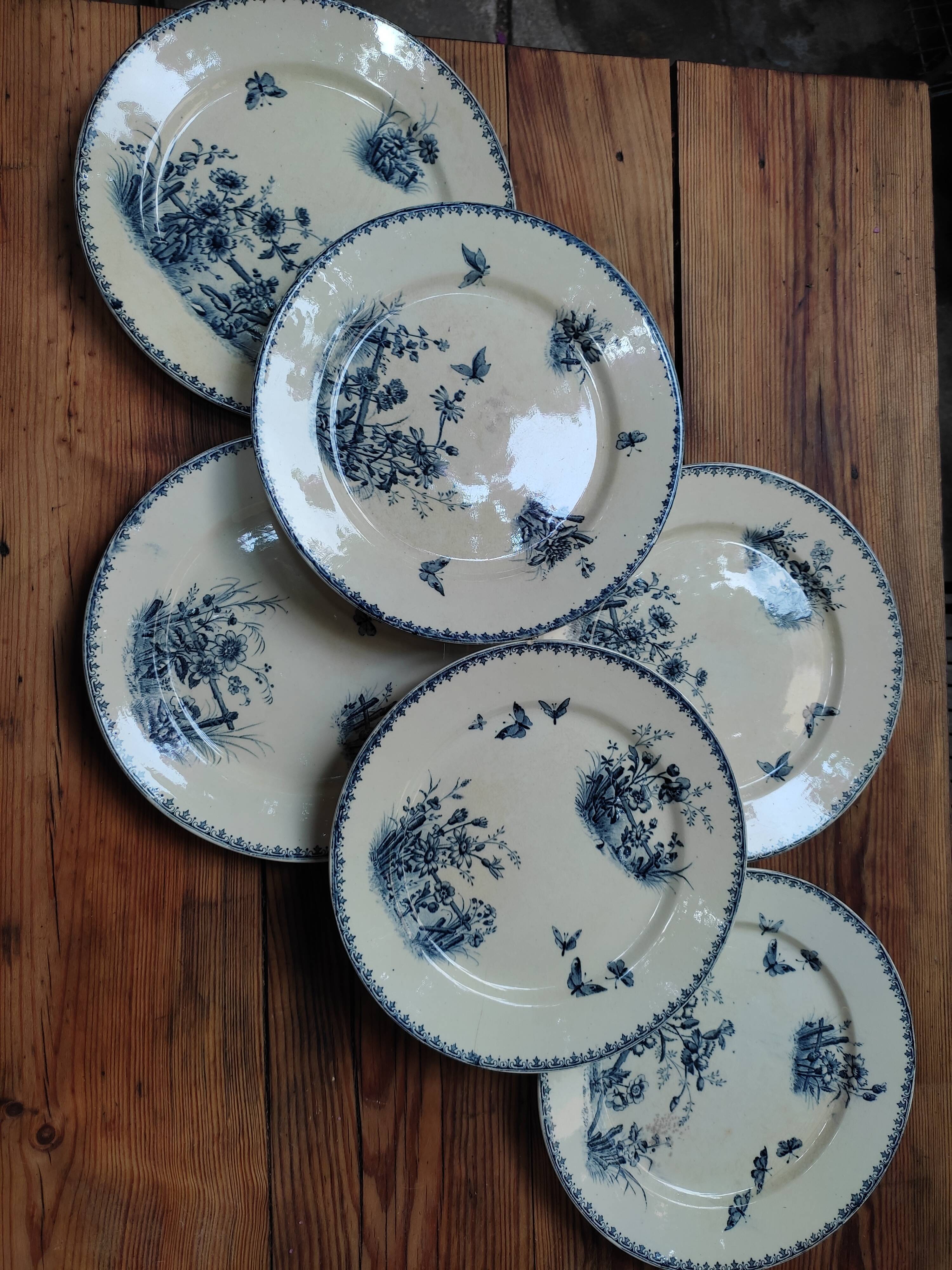 6 assiettes terre de fer Sarreguemines