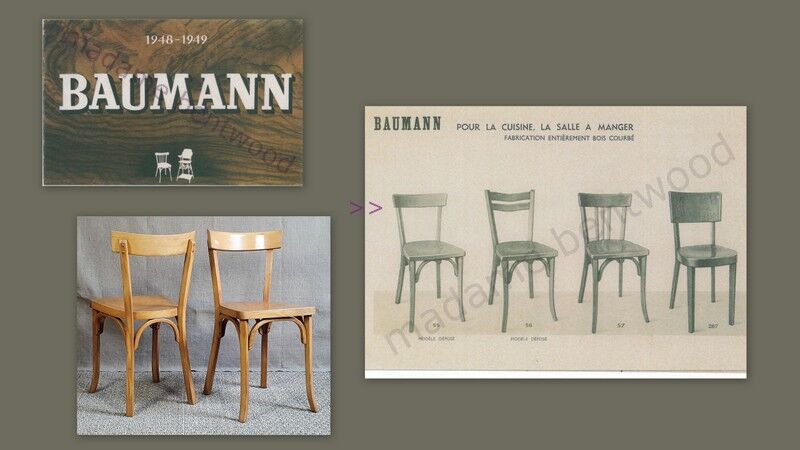Set 6 chairs bistro Baumann n°55 years 50