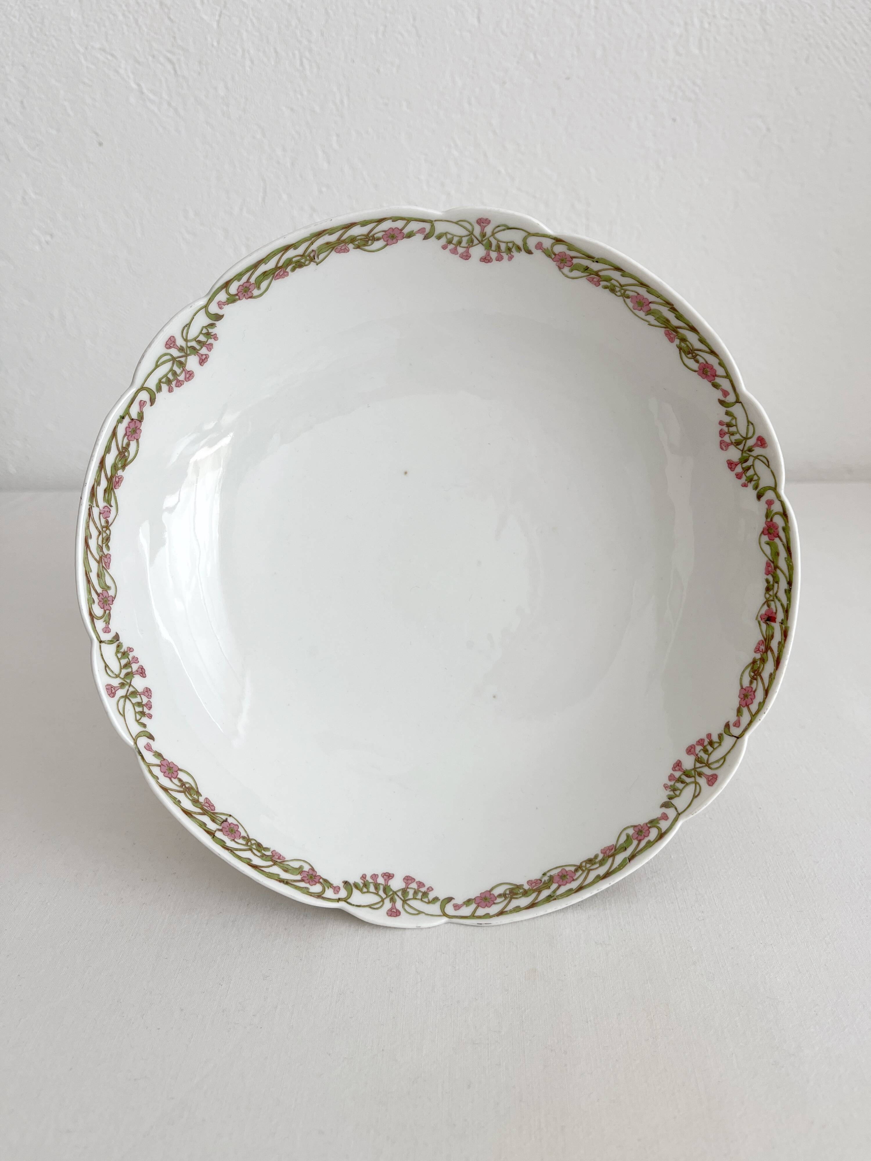 Antique Vierzon porcelain compote dish, A. Hache & cie, Art Nouveau