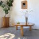 1950s round tripod oak coffee table