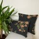 Linen cushion floral pattern black pink