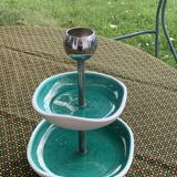 Ferlay Vallauris aperitif server, double in enamelled ceramic, vintage