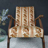 Floral-patterned velvet armchair