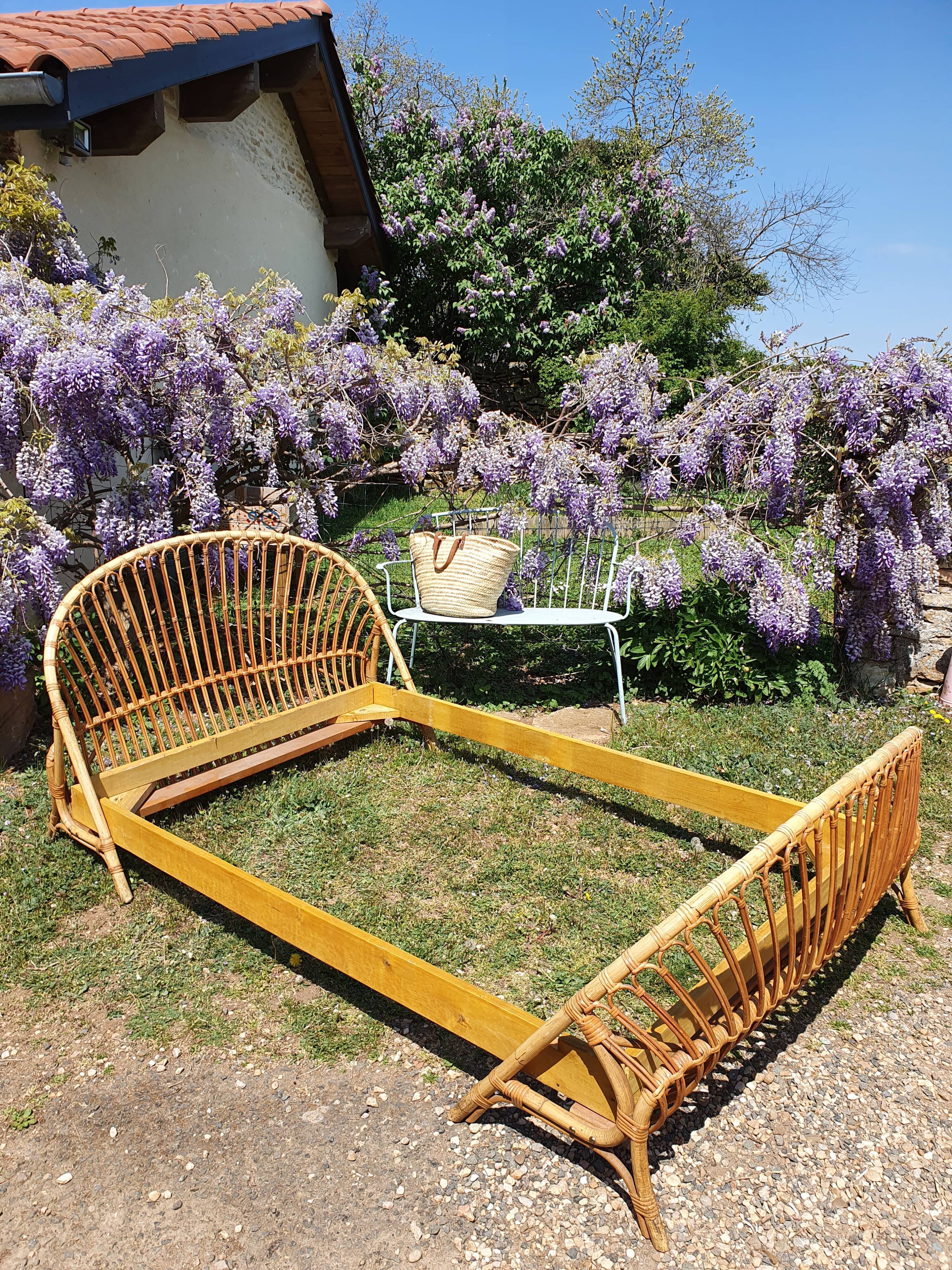 Rattan bed 110x180 cm
