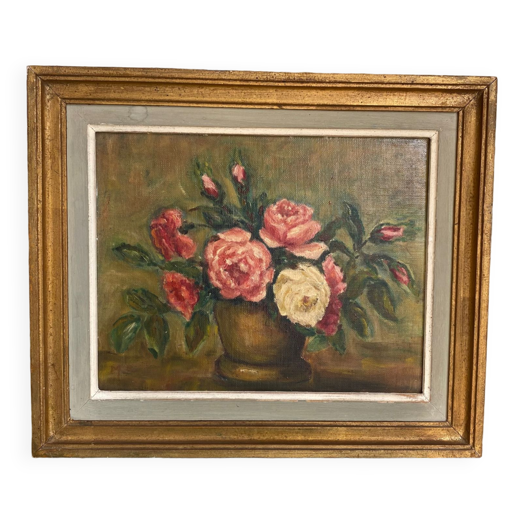 Peinture nature morte bouquet de roses