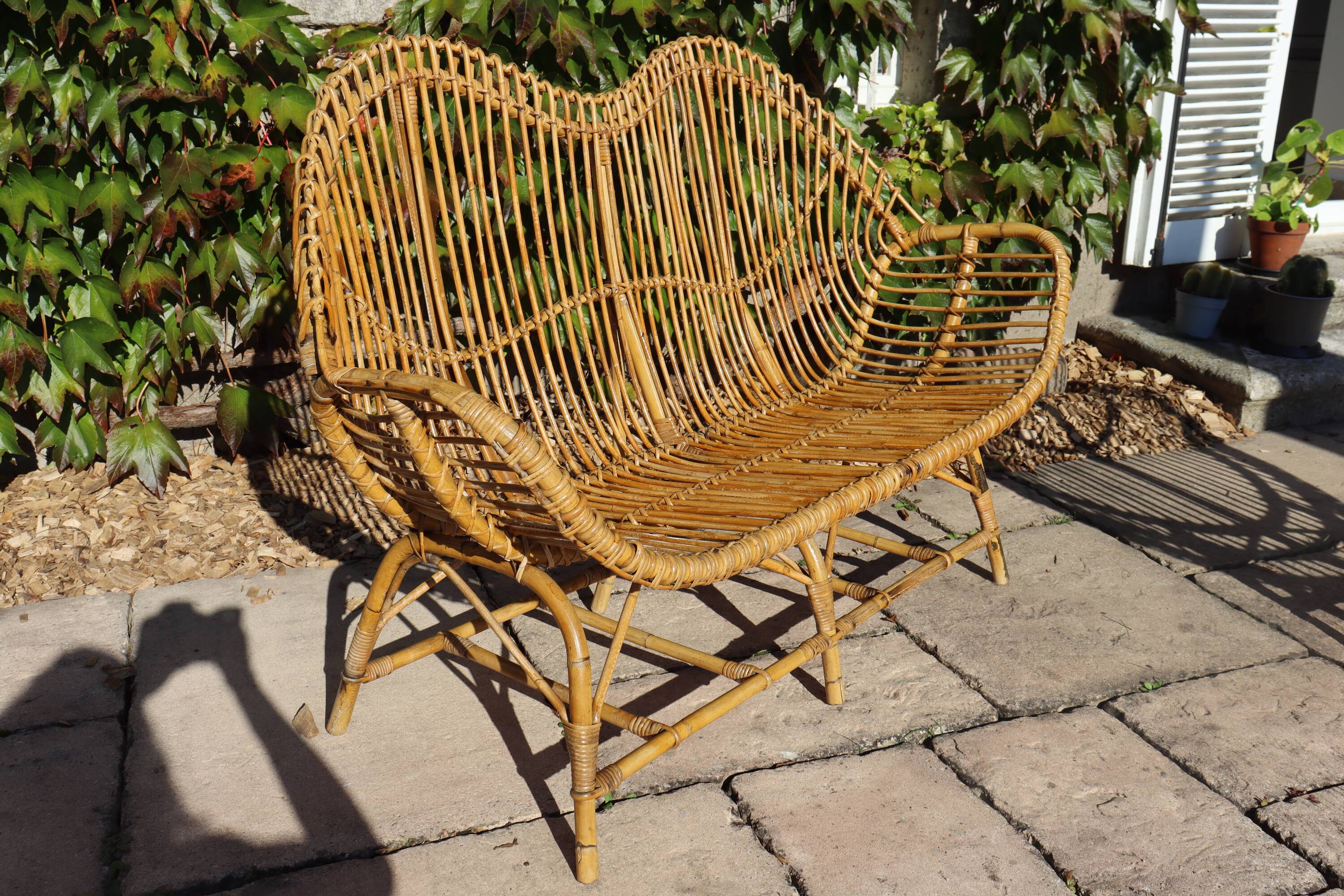 rattan and bamboo lounge set, Italy, 1960s, attributed to Franco Albini