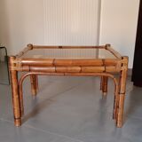Table basse en rotin et bambou 1960 / 1970