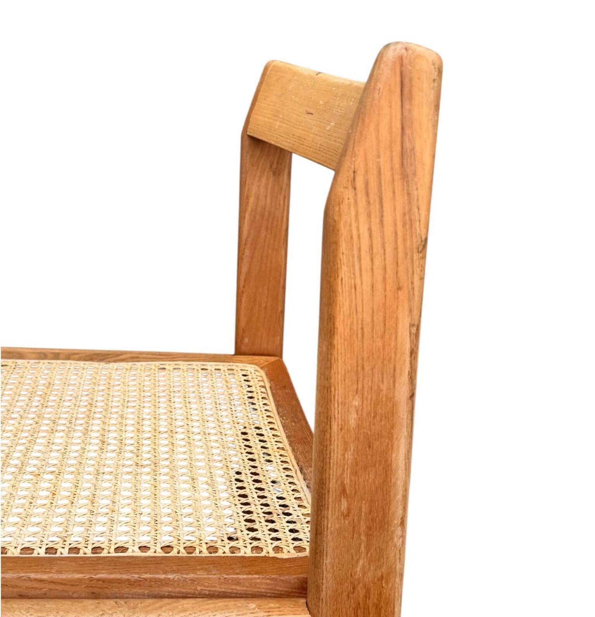 Set of 4 vintage chairs in solid ash and cane