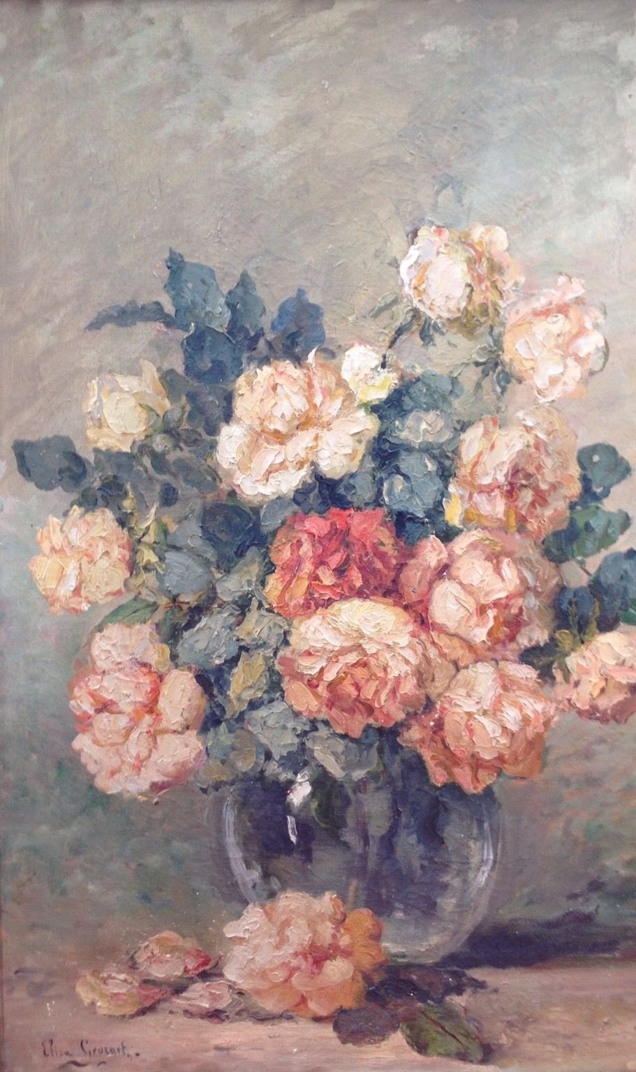 Tableau Elisa Georget 1914 hst bouquet de fleurs XIXéme XXéme