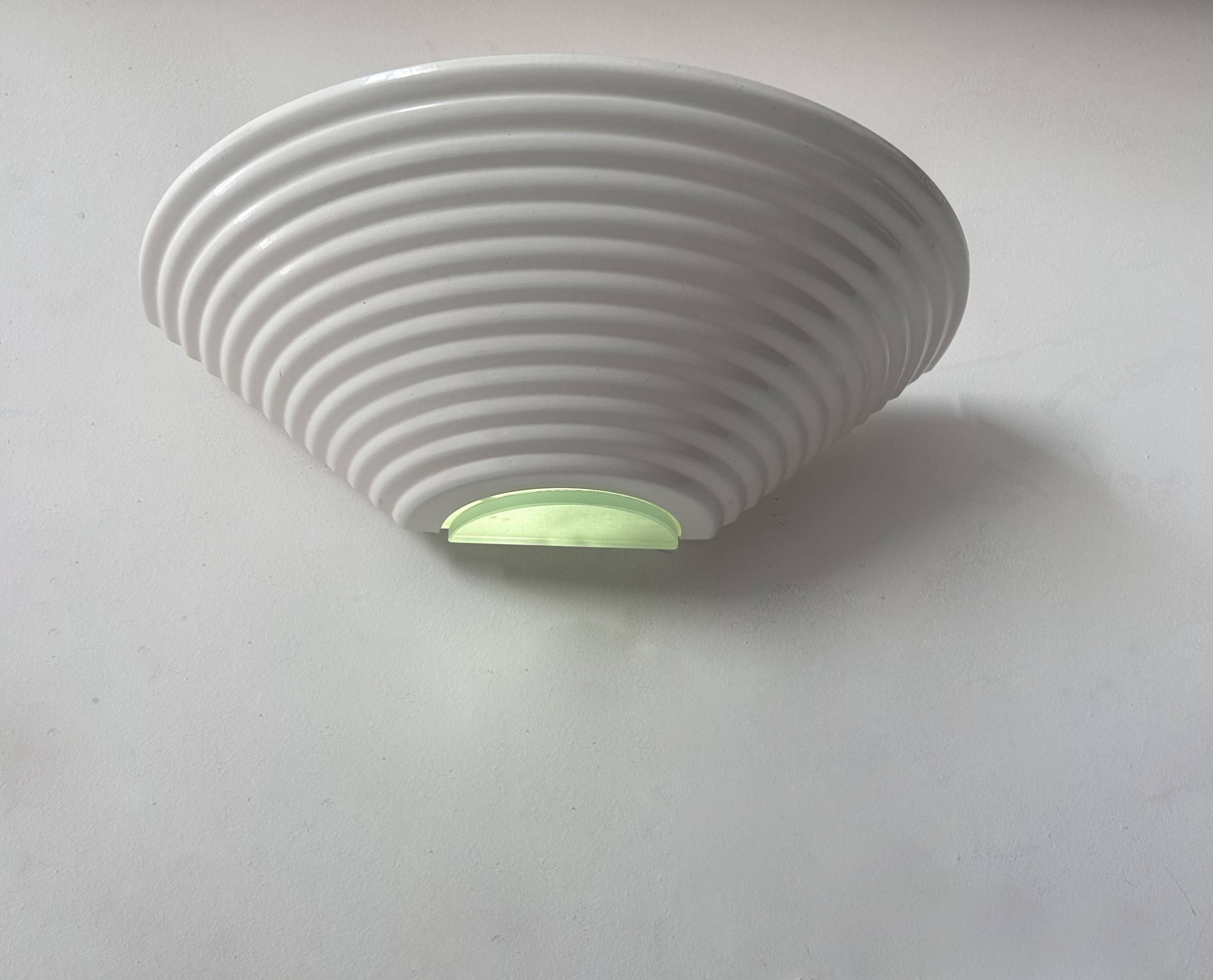 Vintage white lacquered metal and glass wall light, Denmark 1970s