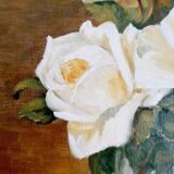 Oil on canvas white roses
