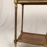 Louis XVI style pedestal table in gilded wood and marble top