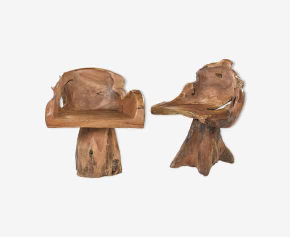 Pair of brutalist armchairs