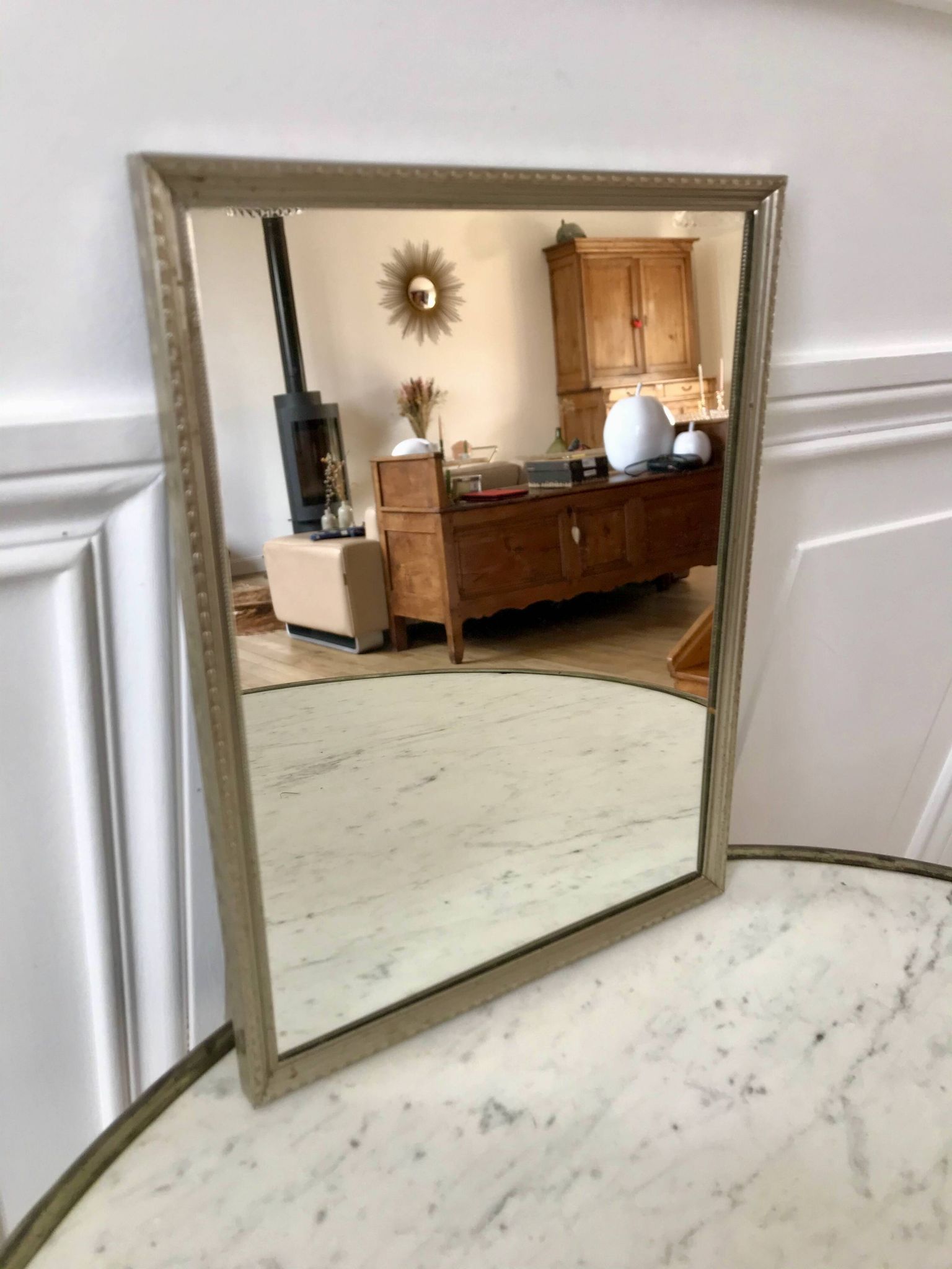 miroir en acier chromé années 40-50