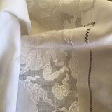 Nappe japonisante en fil de lin blanc
